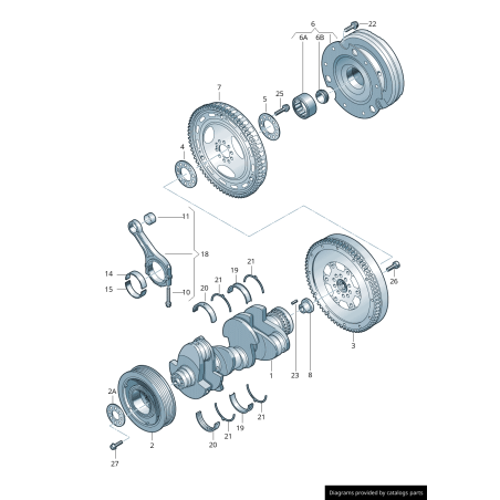 Poulie de vilebrequin - Pièces d'origine VW/Audi 06E105251F Poulie de vilebrequin - Pièces d'origine VW/Audi 06E105251F