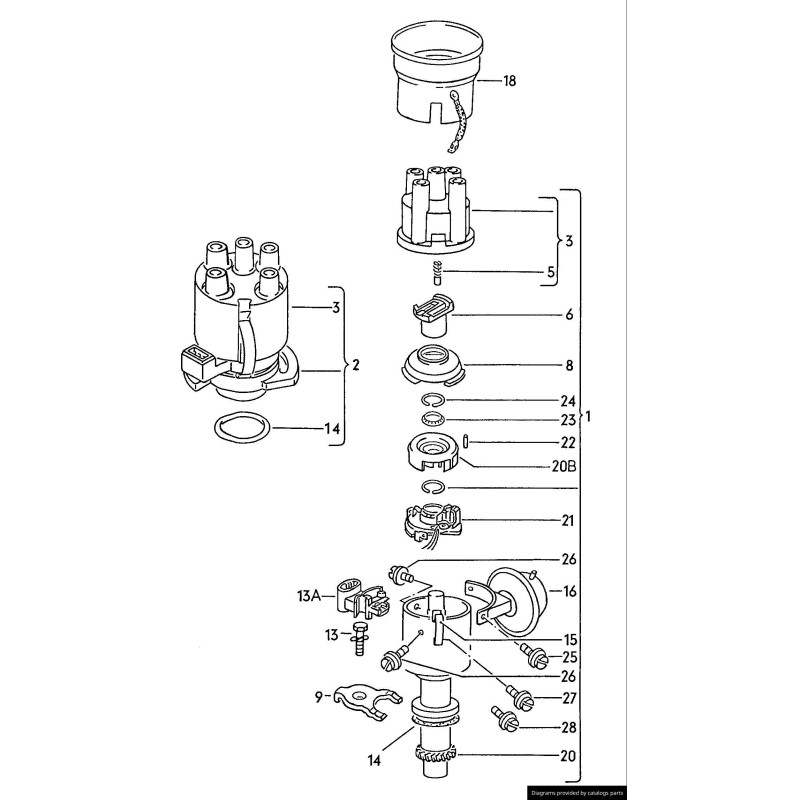 Capuchon de distributeur - Pièces d'origine VW/Audi 027905207A