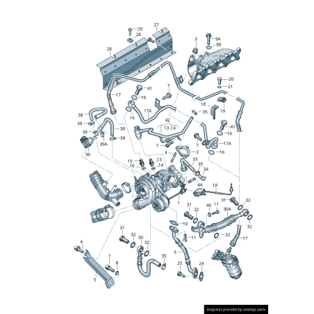 Tuyau d'alimentation de liquide de refroidissement du turbo - Pièces d'origine VW/Audi 06B121497F