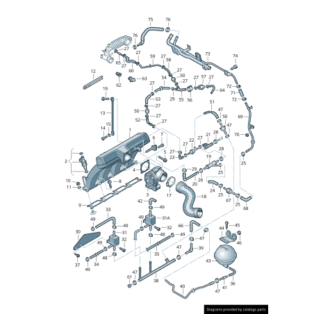 Tuyau de respiration angulaire - Pièces d'origine VW/Audi 058133784AF