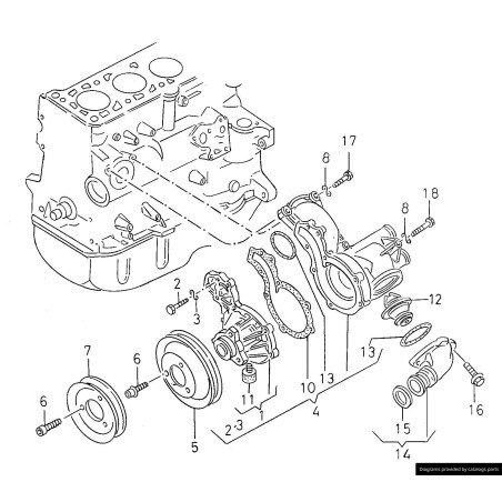 Boîtier de thermostat - Pièces d'origine VW/Audi 037121121A Boîtier de thermostat - Pièces d'origine VW/Audi 037121121A