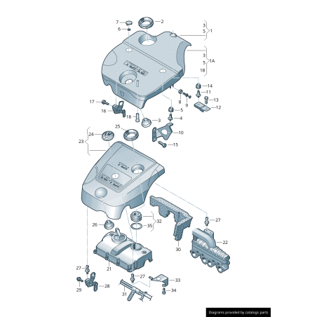 Grommet de couverture de moteur - Pièces d'origine VW/Audi 038103638B