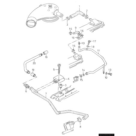 Tuyau de ventilation du carter - Pièces d'origine VW/Audi 037103213B Tuyau de ventilation du carter - Pièces d'origine VW/Audi 037103213B