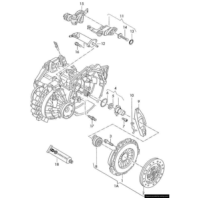 Support de levier d'embrayage - Pièces d'origine VW/Audi 02B141708A