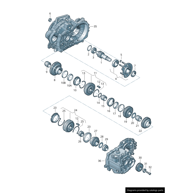Support avec roulement à rouleaux coniques - Pièces d'origine VW/Audi 02D311206B