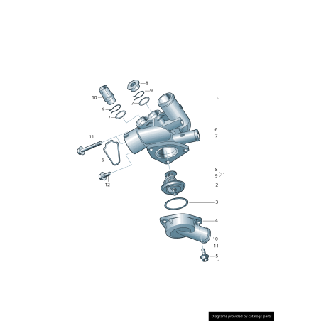 Boîtier de thermostat - Pièces d'origine VW/Audi 022121111G Boîtier de thermostat - Pièces d'origine VW/Audi 022121111G