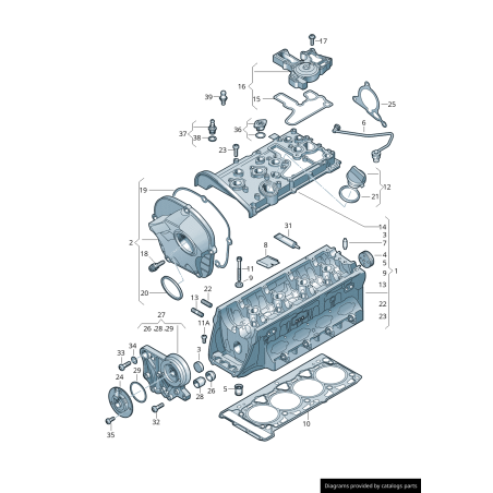 Joint de couverture de distribution supérieure - Pièces d'origine VW/Audi 06H103483C Joint de couverture de distribution supérieure - Pièces d'origine VW/Audi 06H103483C