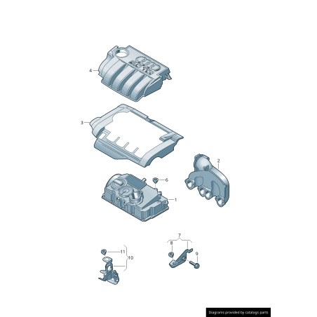 Couvercle de moteur sans mousse - Pièces d'origine Audi 03G103967K Couvercle de moteur sans mousse - Pièces d'origine Audi 03G103967K