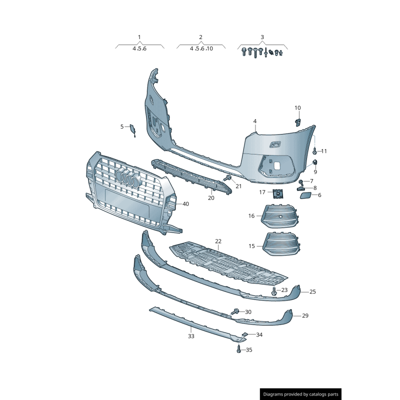 Grille d'aération inférieure avant noire - Pièces d'origine Audi 8U0807682P4U8