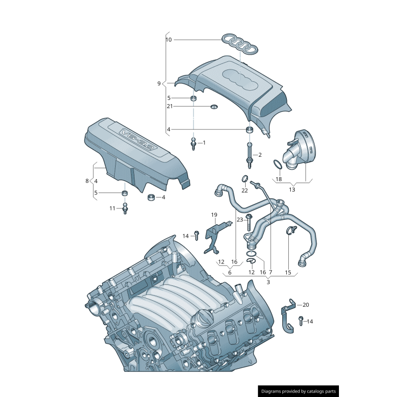 Cache de couverture noire pour moteur à essence 3.2 Fsi - Pièces d'origine Audi 06E103926D
