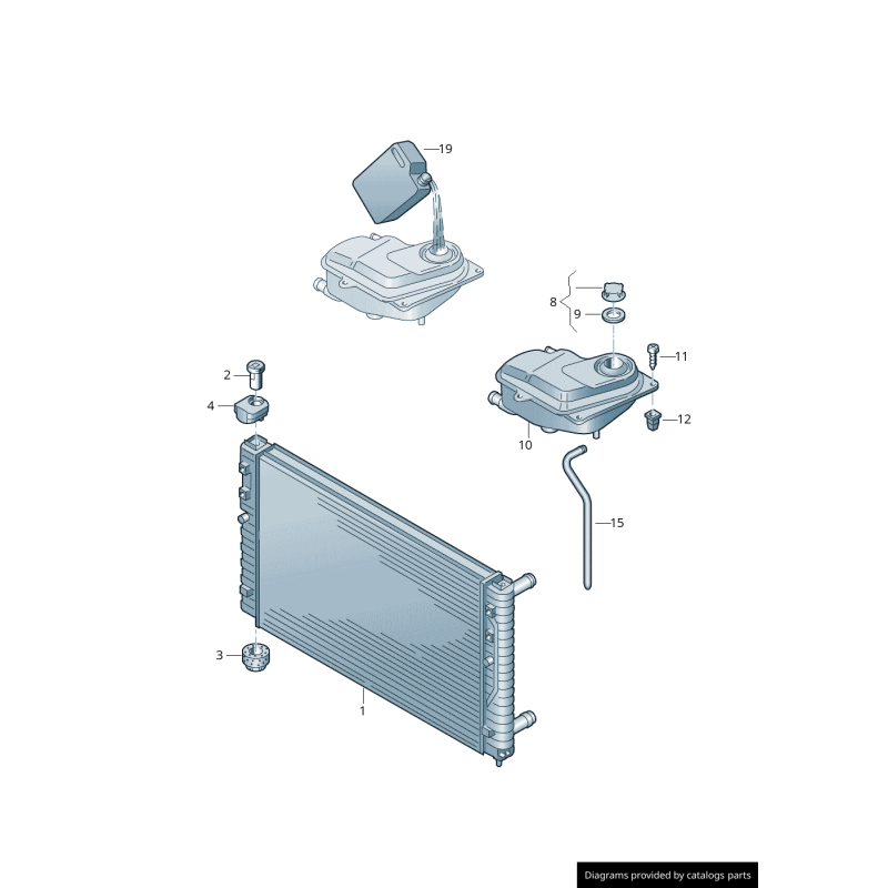 Radiateur de refroidissement moteur à essence 4,2 - Pièces d'origine Audi 8E0121251AJ