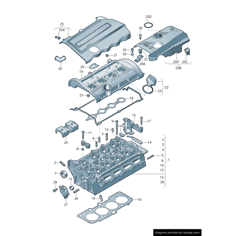 Moteur essence turbo 5V avec couvercle noir - Pièces d'origine Audi 058103724S