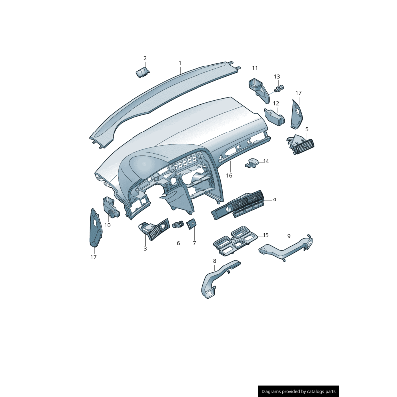 Buse de ventilation centrale de flux d'air RHD - Pièces d'origine Audi 4F2820951D1HA