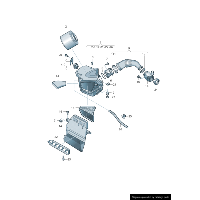 Filtre de ligne d'admission d'air - Pièces d'origine Audi 8R0129054