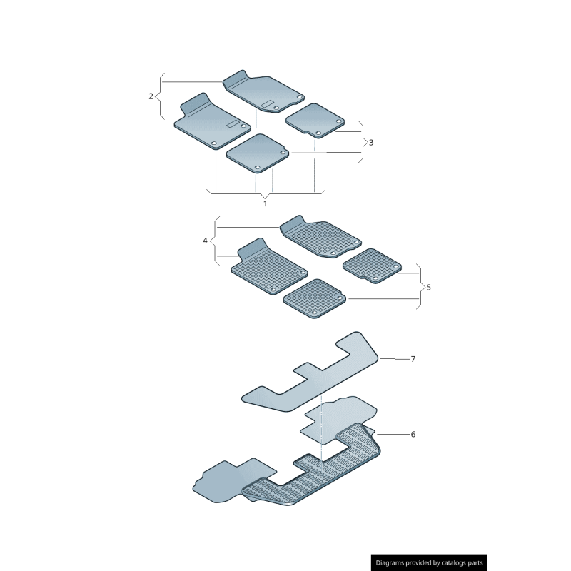 Ensemble de tapis de sol avant toutes saisons - Pièces d'origine Audi 4M2061501041