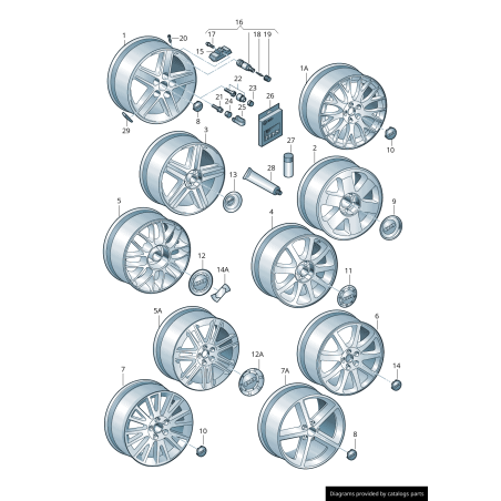Cache de centre de roue en alliage - Pièces d'origine Audi 8E0601165MSRA