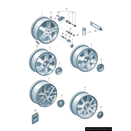 Cache de centre de roue en alliage - Pièces d'origine Audi 8H0601165A7ZJ Cache de centre de roue en alliage - Pièces d'origine Audi 8H0601165A7ZJ