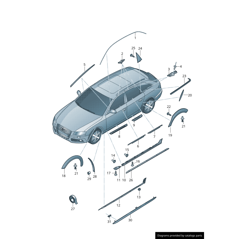 Bande de couverture inférieure de garniture Allroad gauche coté conducteur - Pièces d'origine Audi 8K9854867