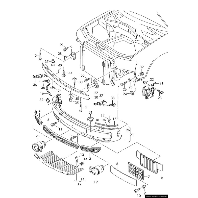 Ensemble de grille de phare antibrouillard de pare-chocs gauche coté conducteur et de pare-chocs droit coté passager Allroad - P