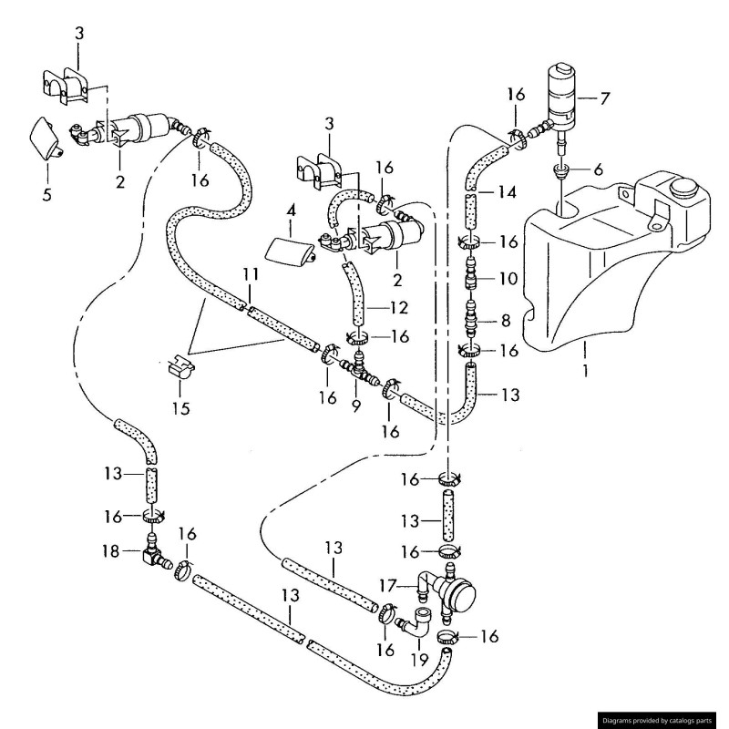 Capuchon de couverture de lave-glace de phare avant droit Allroad coté passager - Pièces d'origine Audi 4Z7955276GRU