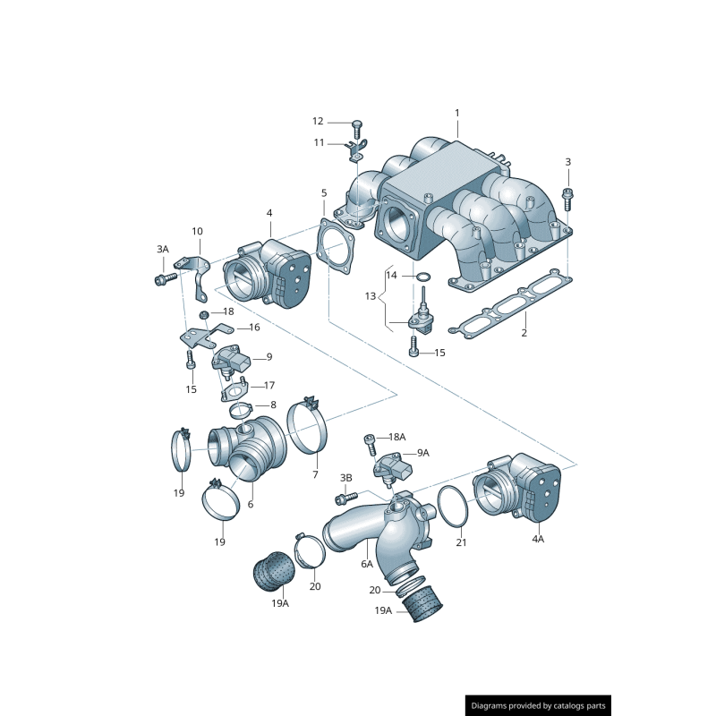 Tuyau d'admission d'air du corps de papillon Allroad - Pièces d'origine Audi 078133356T