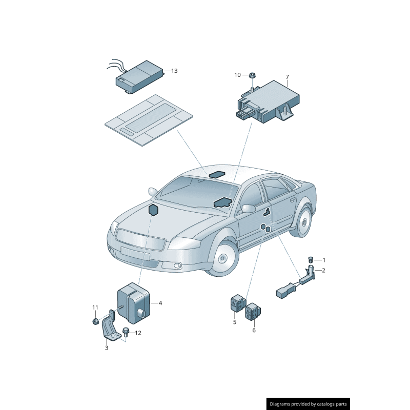 Interrupteur d'alarme anti-vol - Pièces d'origine Audi 4E09621095PR