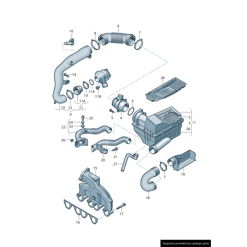 Tuyau d'admission d'air Audi/Volkswagen - Pièces d'origine Vw/Audi 1K0129618BQ