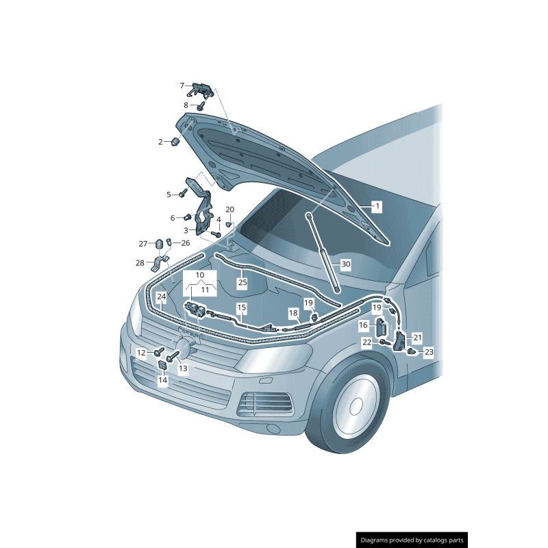 Poignée de libération de capot noir Audi/Volkswagen RHD - Pièces d'origine Vw/Audi 4L2823533A82V