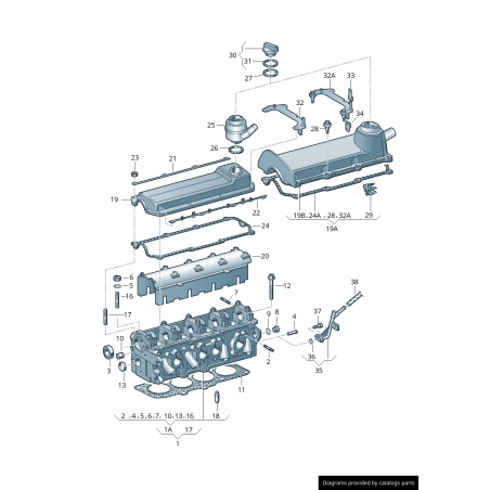 Ensemble de joint d'étanchéité d'arbre à cames et de couvercle de distribution pour Audi/Volkswagen - Pièces d'origine Vw/A