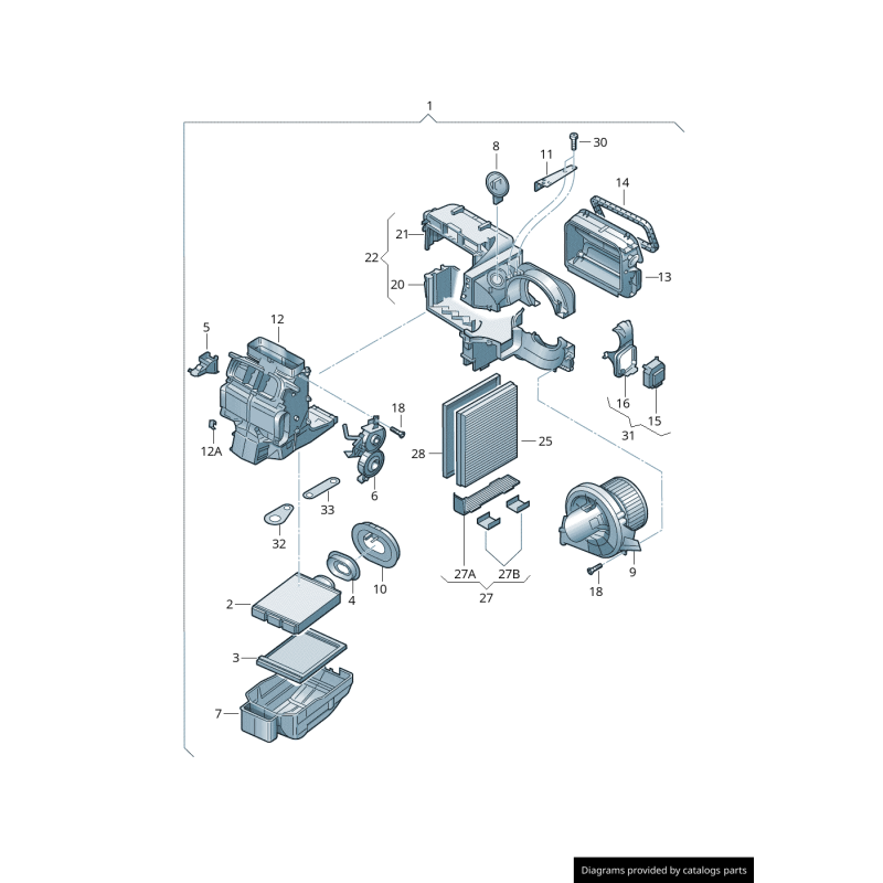 Couvercle de filtre à poussière et pollen Audi/Volkswagen - Pièces d'origine Vw/Audi 6r2819422