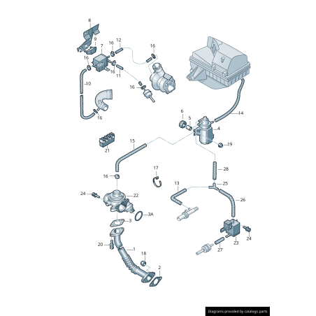 Joint de raccordement de la vanne EGR Audi/Volkswagen au refroidisseur d'échappement - Pièces d'origine Vw/Audi 069131547D