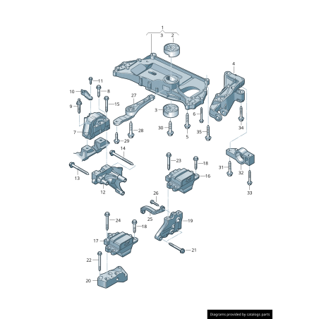 Boulon de montage de la patte de chien de transmission de boîte de vitesses inférieure Audi/Volkswagen - Pièces d'origine Vw/