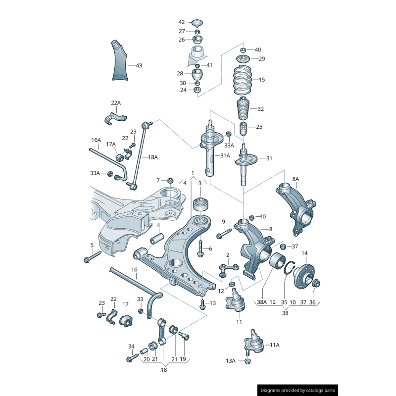 Ensemble de boulons et écrous de bras de suspension arrière pour Audi/Volkswagen - Pièces d'origine Vw/Audi N10106402/N106286