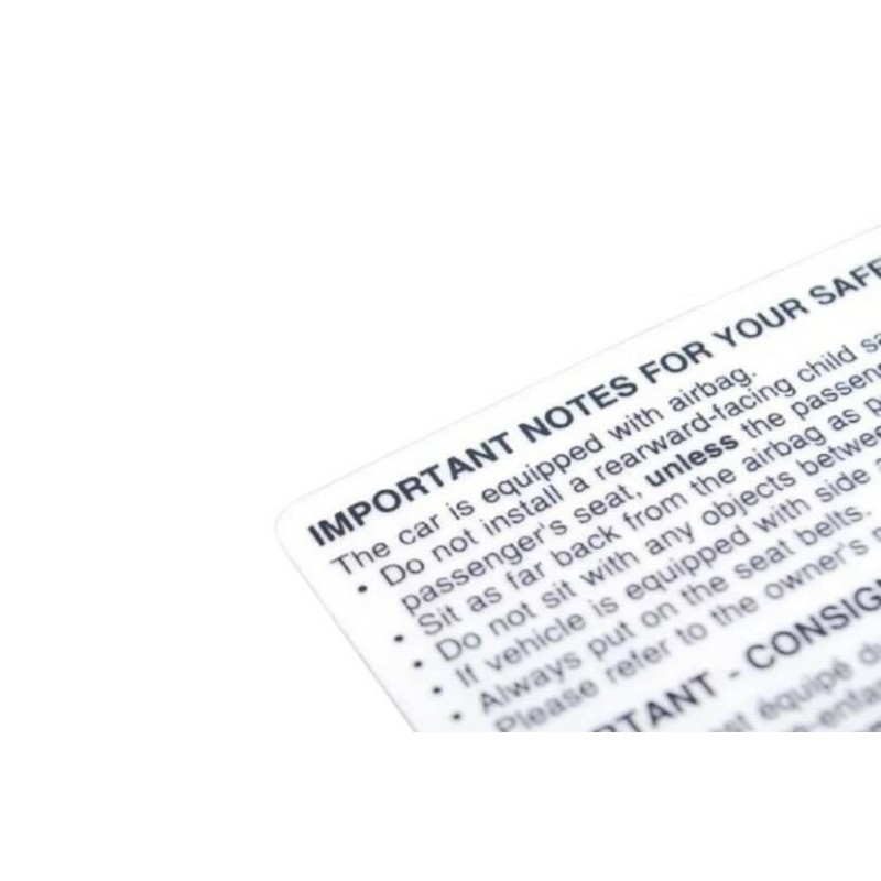 Autocollant d'avertissement de pare-brise avant pour Audi/Volkswagen Seat - Pièces d'origine Vw/Audi 3B0010228A.