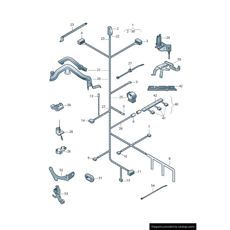 Harnais de câblage de pont de rail de bougie de préchauffage TDI Audi/Volkswagen - Pièces d'origine Vw/Audi 045971782A