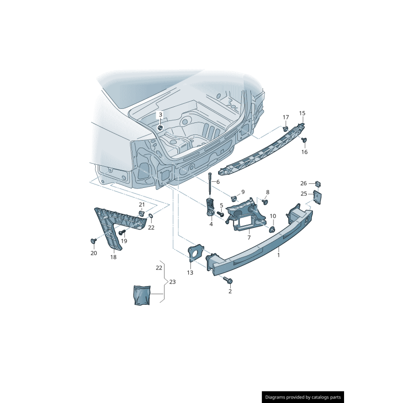 Support de pare-chocs arrière droit avant - Pièces d'origine Audi 4G9807454E