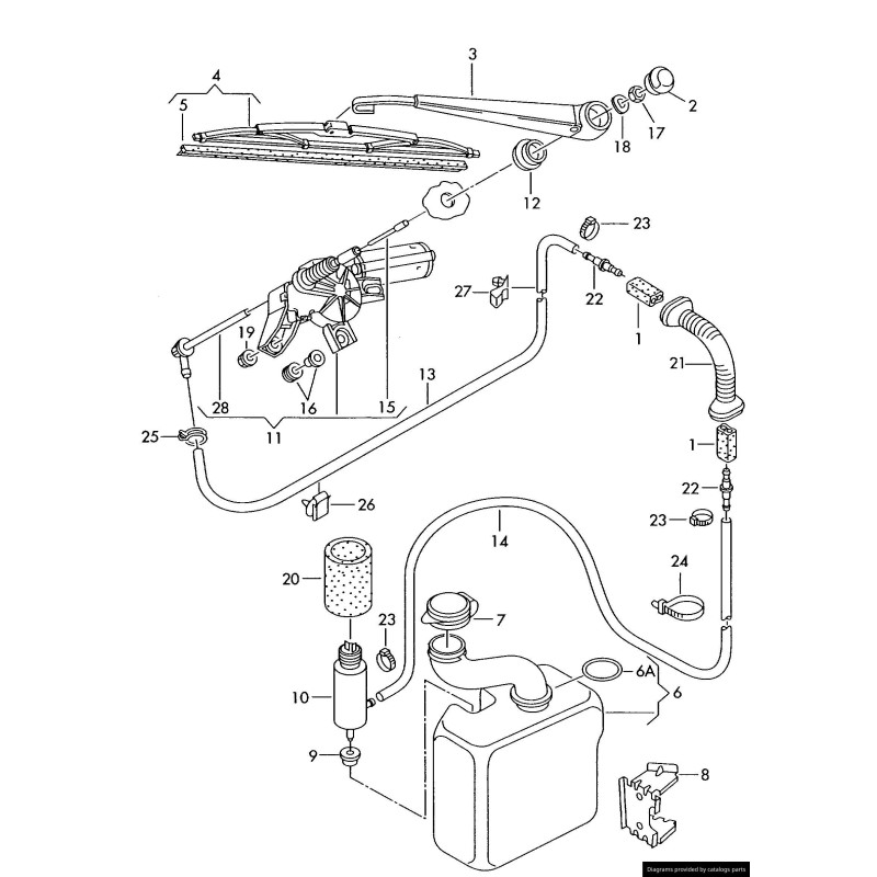 Bras d'essuie-glace arrière de hayon noir - Pièces d'origine Audi 8D9955407A