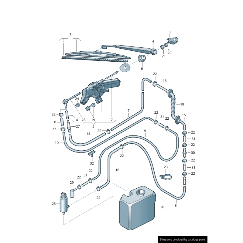 Cache de buse de lave-glace arrière - Pièces d'origine Audi 8D9955205A