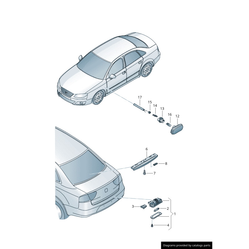 Feu stop arrière troisième 3ème avant - Pièces d'origine Audi 8E9945097B