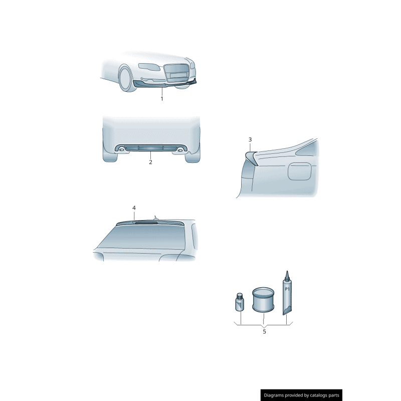 Spoiler de couvercle de coffre arrière apprêté - Pièces d'origine Audi 4F00716409AX