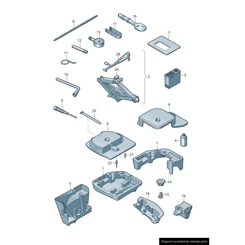 Boîte de batterie Couvercle de roue de secours - Pièces d'origine Audi 8T0012116