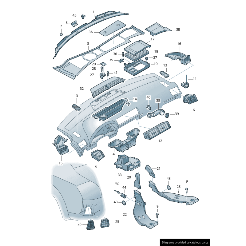 Couvercle de batterie de chambre de plénum - Pièces d'origine Audi 8E2819422A01C