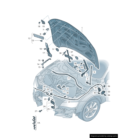 Câble de libération de capot noir - Pièces d'origine Audi 4G0823535 Câble de libération de capot noir - Pièces d'origine Audi 4G0823535