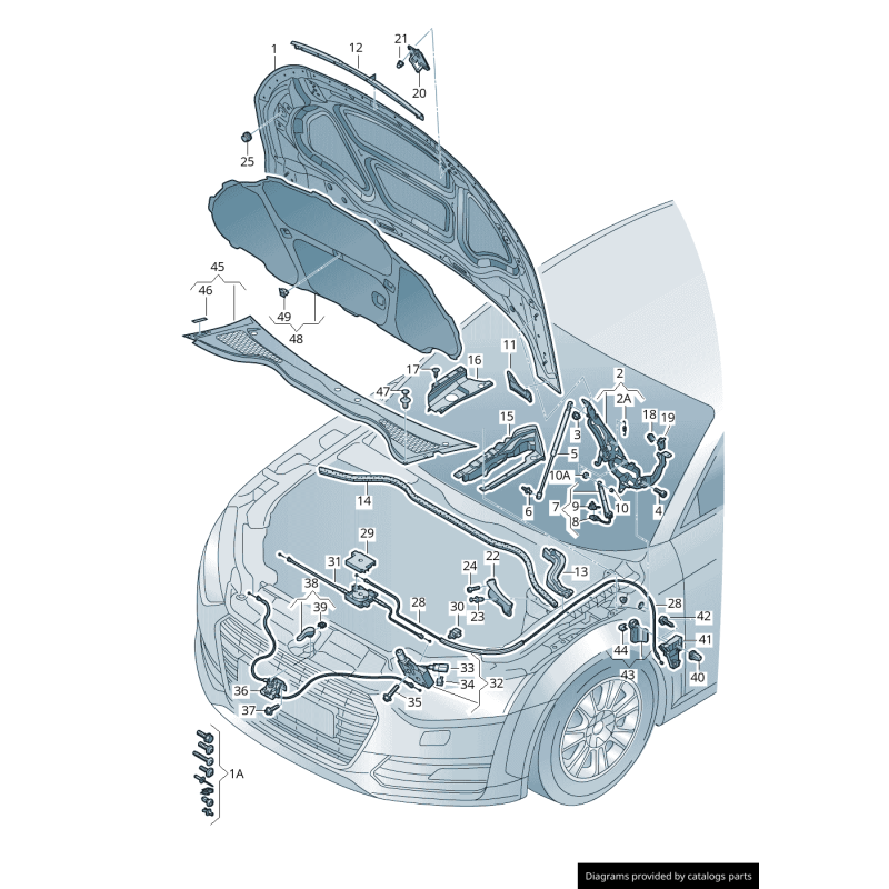 Câble de libération de capot noir Lhd - Pièces d'origine Audi 8S1823535B