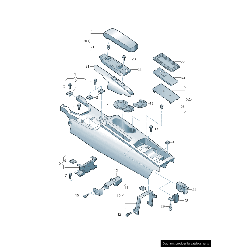 Insert noir pour console centrale - Pièces d'origine Audi 8J88634164PK