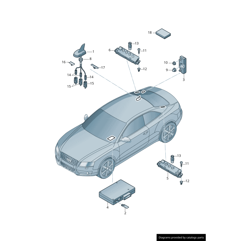 Antenne de toit noir - Pièces d'origine Audi 8T0035503FY9B