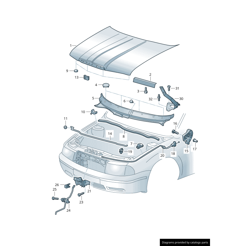 Poignée de déverrouillage de capot noire - Pièces d'origine Audi 1H182353301C