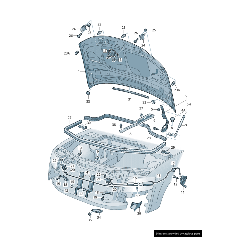 Poignée de déverrouillage de capot LHD noire - Pièces d'origine Audi 4E1823533E4PK