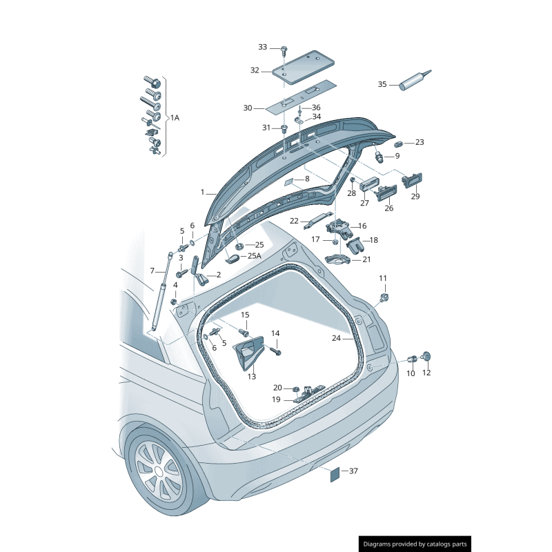 Cache en plastique pour entourer la serrure de coffre - Pièces d'origine Audi 8X0827520B98.