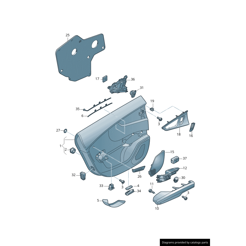 Cache haut-parleur noir Bose pour porte arrière droite - Pièces d'origine Audi 4G8035436A4PK